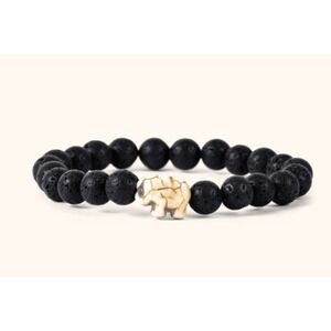 Fahlo Lava Stone Beaded The Expedition Elephant Tracking Stretch Bracelet